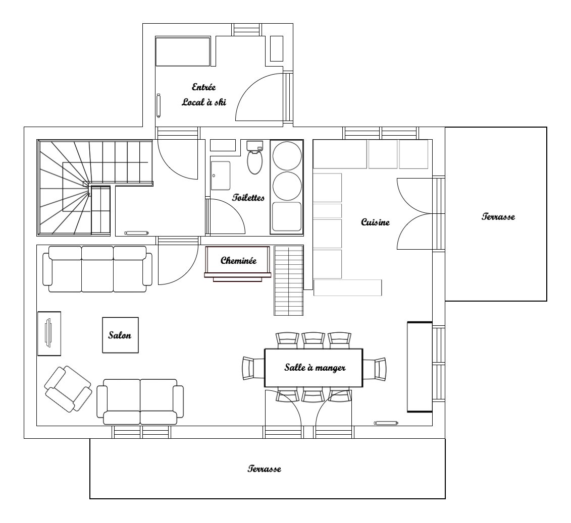  plan  chaleureux chalet dix personnes coin chemin e location 